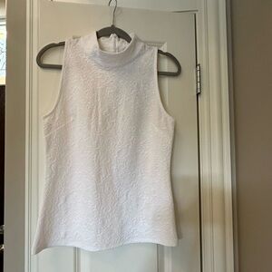 White House Black Market Sleeve-less Mock-neck White Top- Medium